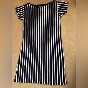 Petit Bateau Navy and White Striped Mini shift Dress